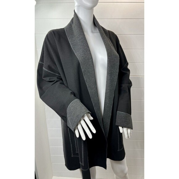 Habitat Black Brushed Fleece Shawl Neckline Oversized Open Lagenlook Jacket Med - Picture 3 of 10